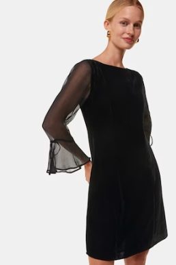 Whistles Myla Velvet Mini Dress Black