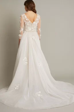 Monsoon Lucy embroidered floral bridal maxi dress ivory