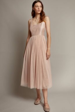 Monsoon Alice sleeveless tulle midi dress light pink