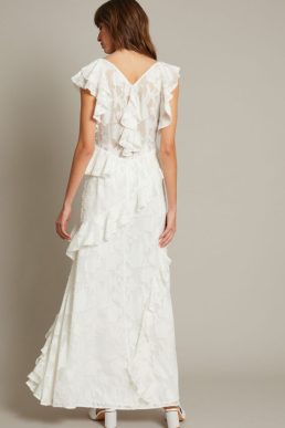 Monsoon Remi v-neck ruffle maxi dress ivory