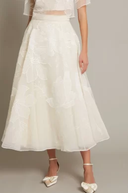 Monsoon Rosie embroidered floral bridal skirt ivory