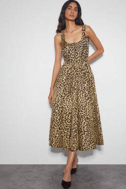 Monsoon Sicily spot print dress brown multi