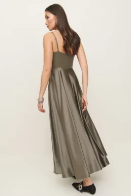 Reformation Gracen Satin Dress Taupe
