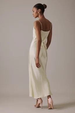 Nobody's Child Butter Yellow Cowl Neck Midi Trixie Bridesmaids