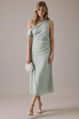Nobody's Child Soft Green One Shoulder Midi Skylar Bridesmaids
