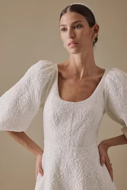 Nobody's Child White Floral Jacquard Bridal Issy Midi Dress