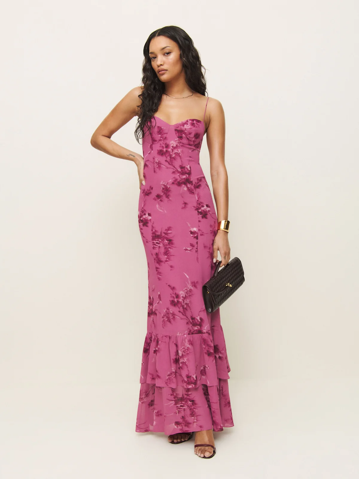 Reformation Floral Fallon Maxi Dress Pink Multi