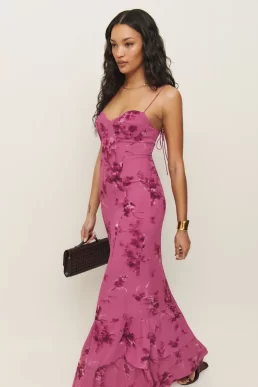 Reformation Floral Fallon Maxi Dress Pink Multi