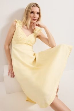 Phase Eight Hannah Linen Dress Yellow