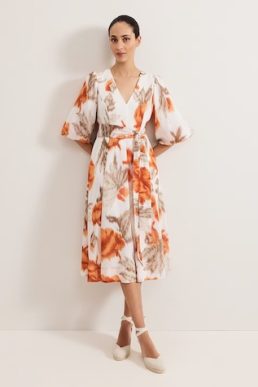 Phase Eight Violet Midi Dress Orange Multi