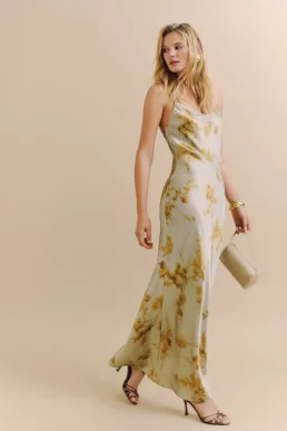 Reformation Kastoria Maxi Dress Light Green Golden Hour Multi