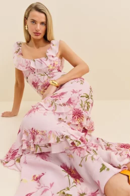 Reformation Tripoli Dress Chrysanthemum Pink Multi