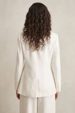 Reiss Devon Linen-Blend Double-Breasted Suit Jacket, White