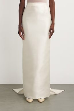 SANDRA MANSOUR Satin Essence Maxi Skirt Off-White
