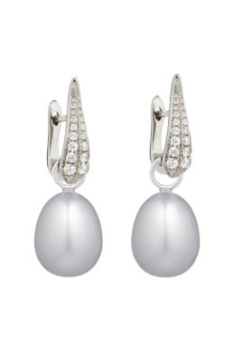18ct White Gold Grey Pearl & Diamond Earrings