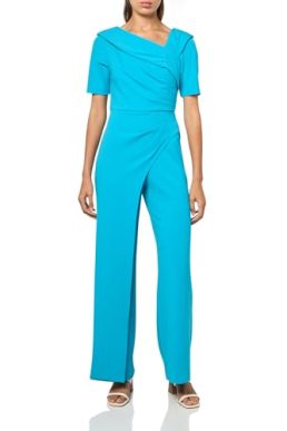 Adrianna Papell Womens Knit Crepe Jumpsuit, Bel Air Blue, 16