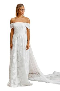 Coast Bardot Organza Jacquard Full Skirted Wedding Dress, 8, Ivory