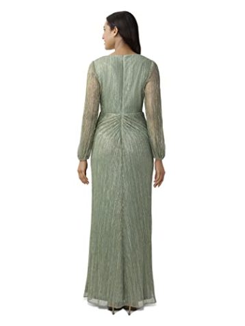 Adrianna Papell Women's Metallic Mesh Draped Gown Special Occasion Dress, Green Slate, 14 - Image 5