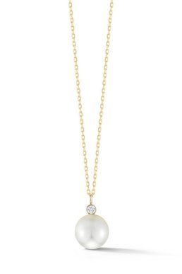 MATEO New York, Pearl and diamond dot necklace