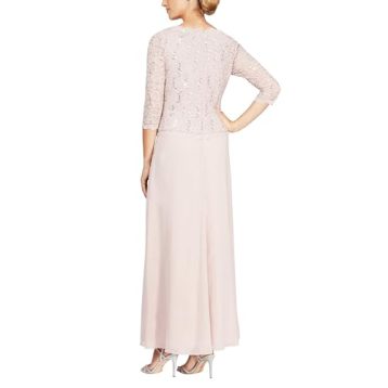 Alex Evenings Women's Long Mock Dress with Full Skirt (Petite and Regular Sizes) Special Occasion, Shell Pink - Image 3