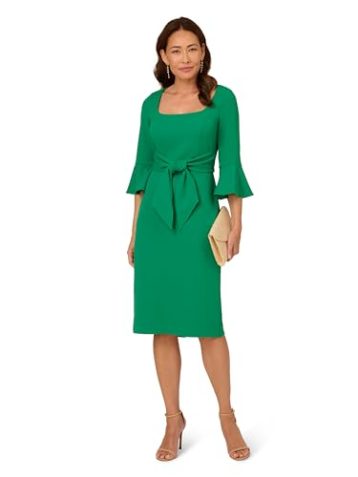 Adrianna Papell Women's Bell Sleeve Tie Front Dress, Vivid Green, 18 - Image 3