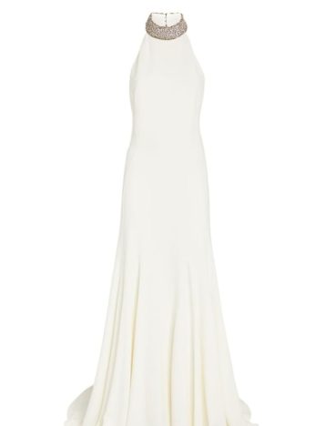 Stella McCartney Pre-Loved Crystal-Embellished Maxi Gown White