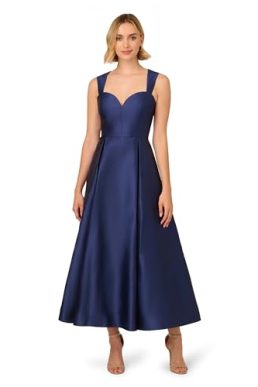 Adrianna Papell Women's Sweetheart Mikado Ankle Dress Special Occasion, Light Navy, 18