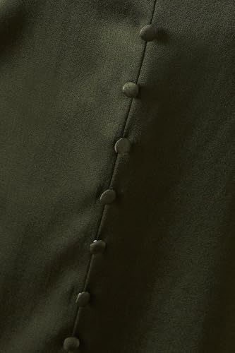 Oasis Satin Button Front Tie Shoulder Midi Bridesmaids Dress, 10, Olive - Image 2