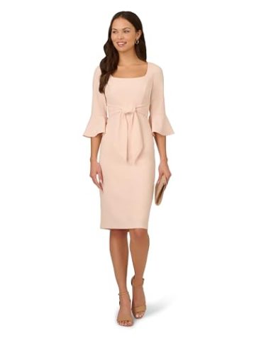 Adrianna Papell Women's Bell Sleeve Tie Front Dress, Joyful Blush - Image 3