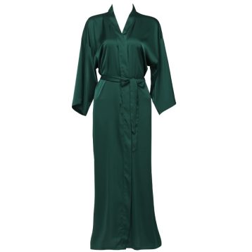 OWITER Long Women's Satin Robe for Wedding Party or Bachelor Party 6040 (UK, Alpha, One Size, Regular, Regular, Green) - Image 5