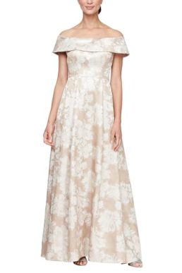 Alex Evenings Women's Formal Long Ballgown Mother of The Bride Dress with Pockets, Champagne