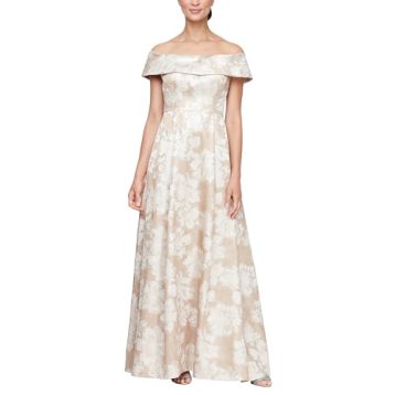Alex Evenings Women's Formal Long Ballgown Mother of The Bride Dress with Pockets, Champagne