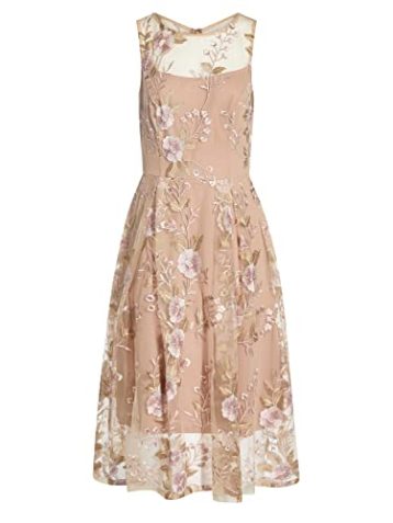 Adrianna Papell Women's Floral Embroidery Flared Dress, Blush Multi, 14 - Image 2