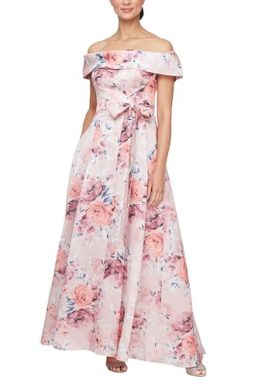 Alex Evenings Women's Formal Long Ballgown Mother of The Bride Dress with Pockets, Blush Multi