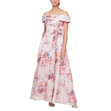 Alex Evenings Women's Formal Long Ballgown Mother of The Bride Dress with Pockets, Blush Multi