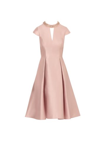 Adrianna Papell Women's Key Hole Mikado Midi Dress Special Occasion, Bellini, 18 - Image 2