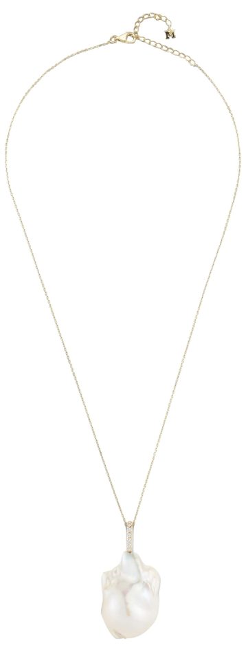 MATEO New York, 14kt Gold Diamond Baroque Pearl Necklace, OS - Image 2