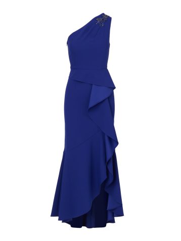 Adrianna Papell Women's Beaded Knit Crepe Gown Special Occasion Dress, Royal Sapphire, 14 - Image 2