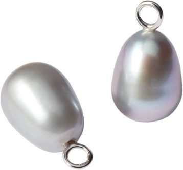 18ct White Gold Grey Pearl & Diamond Earrings - Image 3