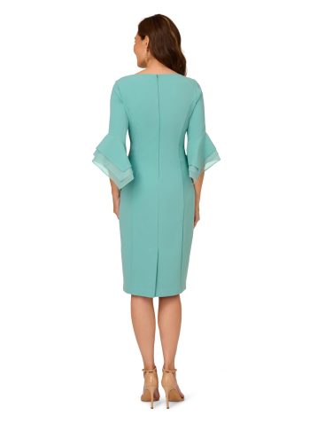 Adrianna Papell Women's Knit Crepe Tiered Sleeve Dress, Smoky Jade, 16 - Image 4