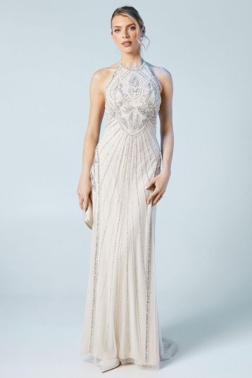 Coast Sculpting Halterneck Embellished Wedding Dress, 12, Ivory - Image 4