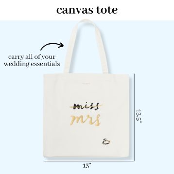 kate spade new york Cute Canvas Tote Bag for Women, Canvas Beach Bag, Bridal Book Tote with Pocket, Miss to Mrs…, Cream, S - Image 5