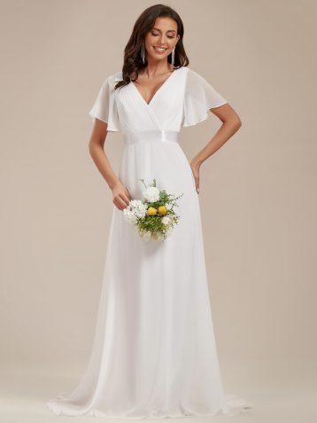 Ever-Pretty Women's Empire Waist Long Trailing Evening Gown Dresses White - Image 3