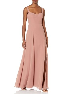 Jenny Yoo Women's Harris Sweetheart Neckline A Line Chiffon Dress, Clay, 10