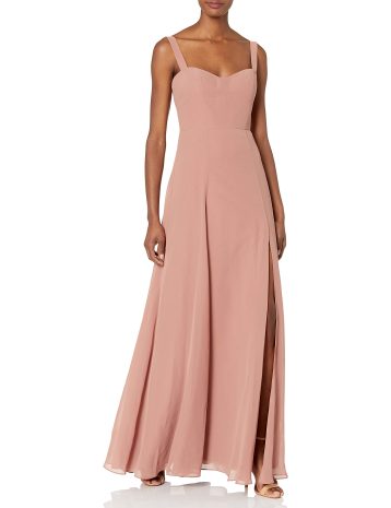 Jenny Yoo Women's Harris Sweetheart Neckline A Line Chiffon Dress, Clay, 10
