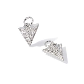 Deco 18ct White Gold Diamond Feather Arrow Earrings - Image 2
