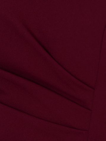 Adrianna Papell Ruffle Crepe Halter Gown Maxi Dress, Cabernet - Image 4