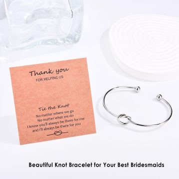 CERSLIMO Bridesmaid Gifts - 6 Pcs Bridesmaid Proposal Gifts, Tie The Knot Bracelet Maid of Honor Gifts Wedding Flower Girl Gift, Bridesmaid Proposal Jewelry Bridal Party Knot Bracelet for Women Silver - Image 3