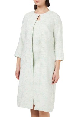 Gina Bacconi Jacquard Dress and Coat, Mint Green, 12