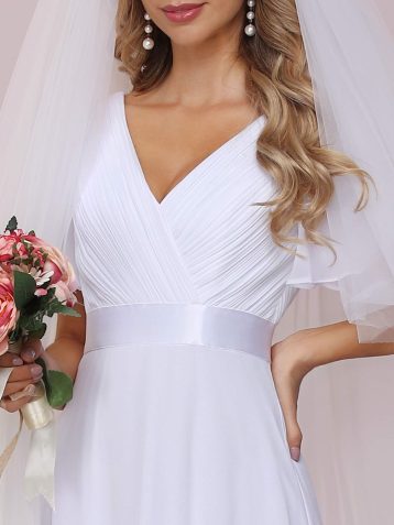 Ever-Pretty Women's Empire Waist Long Trailing Evening Gown Dresses White - Image 2